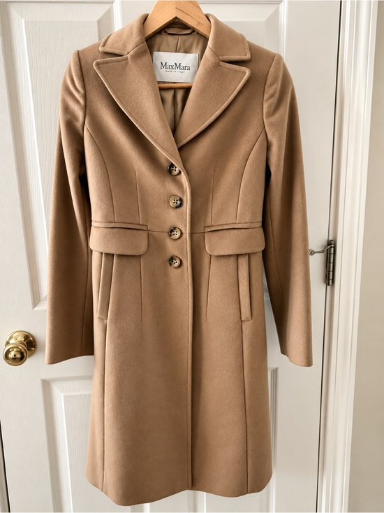 MaxMara Jackets & Blazers - MaxMara Camel Virgin Wool Angora Tailored Coat US 4 IT 38